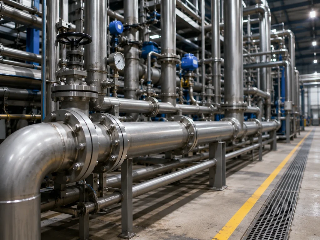 Canalisations industrielles et réseau de tuyauterie dans un site industriel